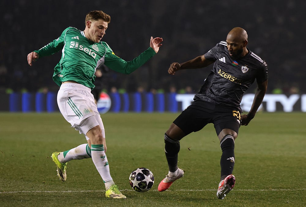 Qarabag and Newcastle Champions League play-off soccer-Harvey Barnes