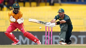 | Photo: AP/Eranga Jayawardena : Australia's Glenn Maxwell plays a shot during the T20 World Cup cricket match between Australia and Zimbabwe in Colombo, Sri Lanka.