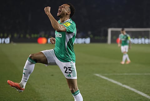 Newcastle's Jacob Murphy celebrates after scoring his side's sixth goal during the Champions League play-off first leg soccer match between Qarabag and Newcastle in Baku, Azerbaijan.