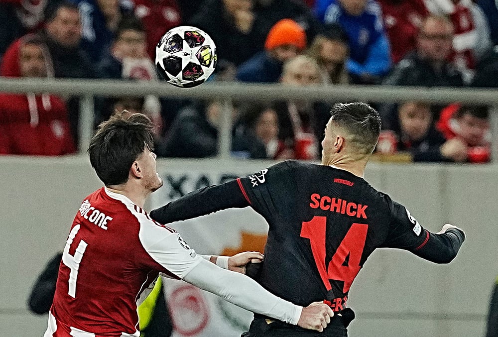 Olympiakos Vs Bayer Leverkusen Champions League play-off soccer-Patrik Schick