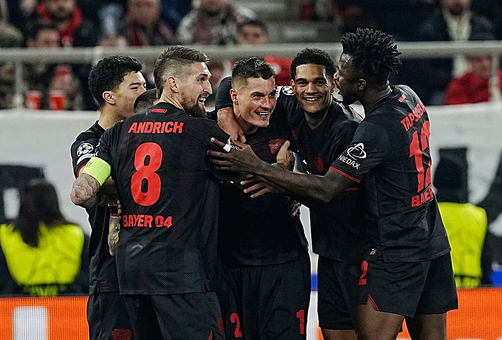 Olympiakos Vs Bayer Leverkusen Champions League play-off soccer-Patrik Schick