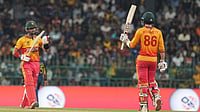 Sri Lanka Vs Zimbabwe, T20 World Cup 2026: Brian Bennett, Sikandar Raza Star As ZIM Squeeze Past Hosts By 6 Wickets AP Photo/Eranga Jayawardena : Zimbabwe's Brian Bennett, right, celebrates his fifty runs during the T20 World Cup cricket match between Sri Lanka and Zimbabwe in Colombo, Sri Lanka, Thursday, Feb. 19, 2026.
