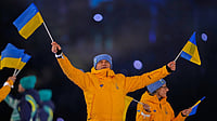 Milano Cortina 2026: Ukraine Officials And Athletes To Boycott Winter Paralympics Opening Ceremony – Here’s Why | Photo: AP/Ashley Landis : Athletes from Ukraine arrive during the Olympic opening ceremony at the 2026 Winter Olympics, in Milan, Italy.