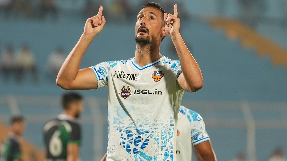 FC Goa's Pol Moreno celebrates after scoring in the Indian Super League match against Mohammedan SC on February 20, 2026. - | Photo: X/FCGoaOfficial