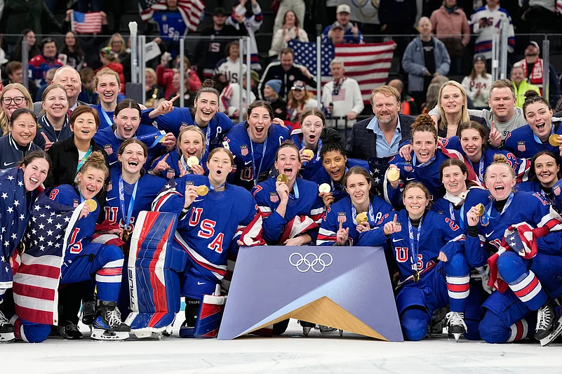Milan Cortina Olympics 2026 Womens Ice Hockey Final USA vs Canada Americans Celebrate AP Photo
