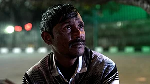 Tribhuvan Tiwari : Gajram from Uttar Pradesh outside AIIMS Delhi