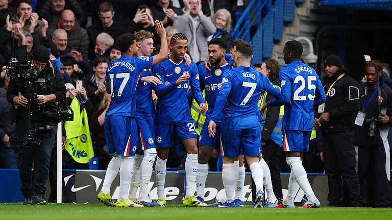 Chelsea's Joao Pedro celebrates scoring their side's first goal of the game during their English Premier League soccer match against Burnley in London, Saturday, Feb. 21, 2026. - | Photo: AP/Ben Whitley