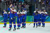 USA Vs Slovakia, Men’s Ice Hockey: Americans Win 6–2 To Reach Milano Cortina Finals | Photo: AP/Petr David Josek : Slovakia players greet fans at the end of a men's ice hockey semifinal game between United States and Slovakia at the 2026 Winter Olympics, in Milan, Italy.