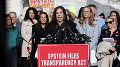 Credit: IMAGO : November 18, 2025, Washington, District Of Columbia, United States: Epstein abuse survivor Haley Robson speaks alongside lawmakers during a news conference on the Epstein Files Transparency Act outside the U.S. Capitol in Washington, D.C., on November 18, 2025. The House is expected to vote on the measure directing the Department of Justice to release all files related to the late accused sex trafficker Jeffrey Epstein