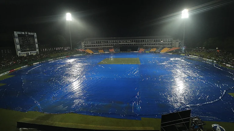 Pallekele International Cricket Stadium in Kandy under covers. - OfficialSLC/X