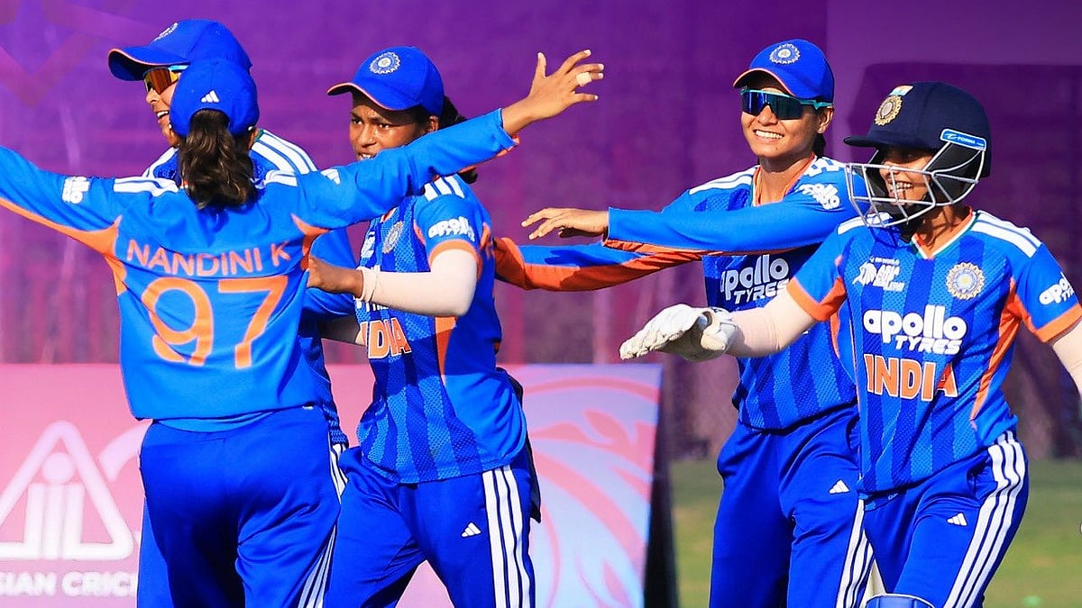 India A women lifts the Women's Asia Cup Rising Stars trophy by beating Bangladesh A by 46 runs in the final at Terdthai Cricket Ground in Bangkok. - X/ACC Media