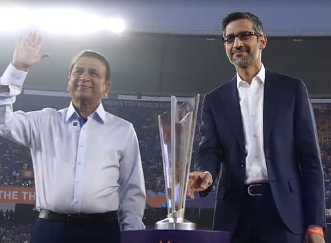 Sunil Gavaskar with Sundar Pichai