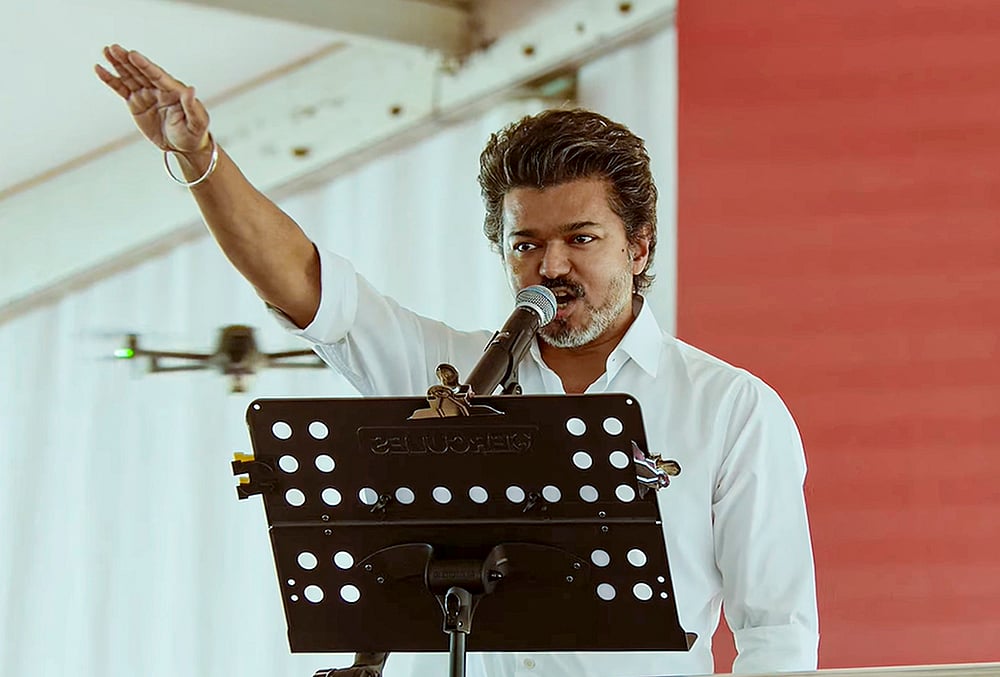 TVK chief Vijay at party meeting