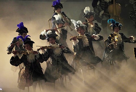 Artists perform during the closing ceremony of the 2026 Winter Olympics, in Verona, Italy.