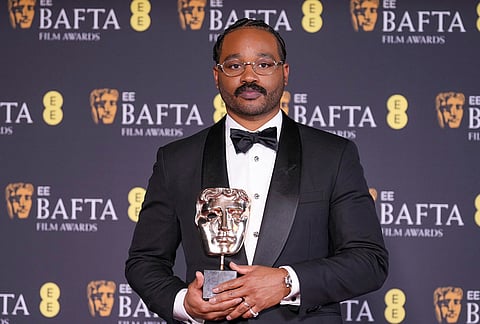 Ryan Coogler poses with the award for original screenplay for 'Sinners' at the 79th British Academy Film Awards, BAFTA's, in London.