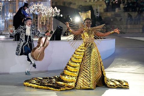 A performer participates in the closing ceremony of the 2026 Winter Olympics, in Verona, Italy.