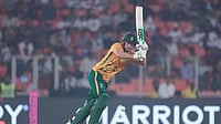 | Photo: AP/Ajit Solanki : David Miller played a blistering 63-run knock off just 35 balls to power South Africa to 76-run win over India at the Narendra Modi Stadium in Ahmedabad on February 22, 2026. 