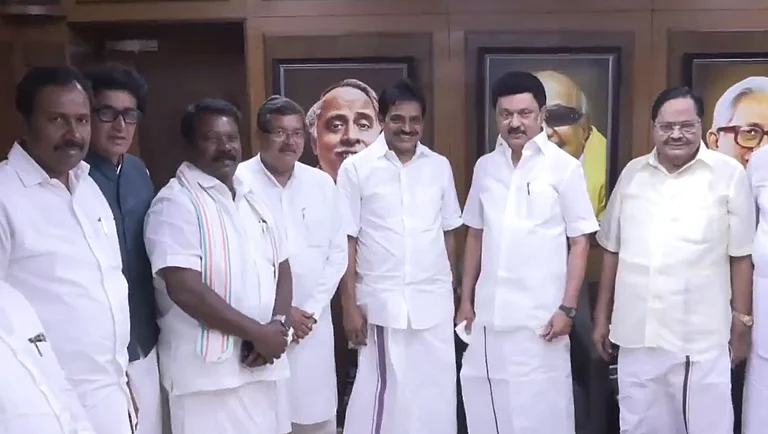 DMK leaders including MK Stalin meet K C Venugopal - X