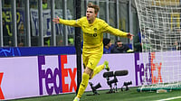 Jens Petter Hauge celebrates after scoring against Inter