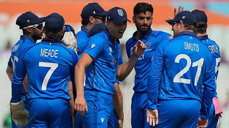Italy players celebrate the wicket of West Indies' Brandon King during a T20 World Cup match in Kolkata. - File/AP