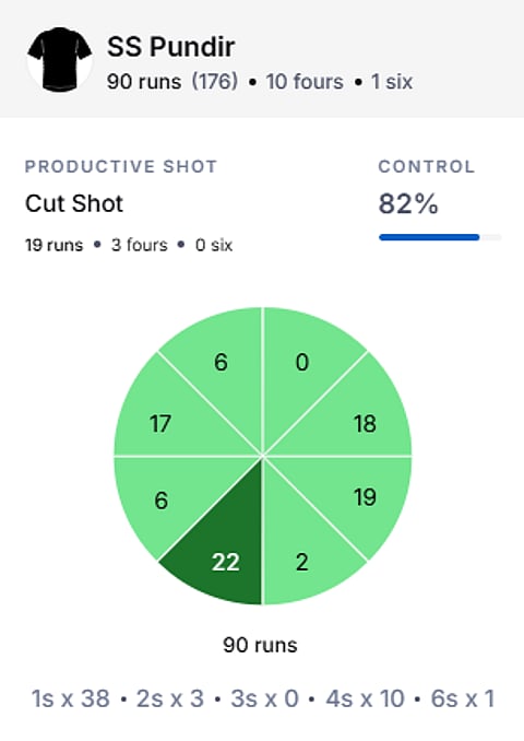 Shubham Pundir's Wagon Zone against Karnataka in 1st innings