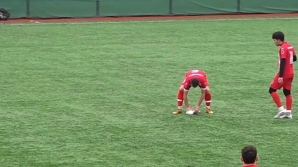 Footballer provides CPR to injured seagull after it gets struck by football during Turkish Ameatur League match - Ozsoy tv/YouTube