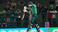 (AP Photo/Eranga Jayawardena) : Pakistan's Sahibzada Farhan plays a shot during the T20 World Cup cricket match between England and Pakistan in Pallekele, Sri Lanka, Tuesday, Feb. 24, 2026. 