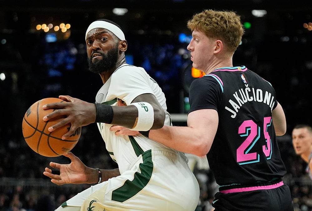 Milwaukee Bucks Vs Miami Heat NBA basketball game-Bobby Portis