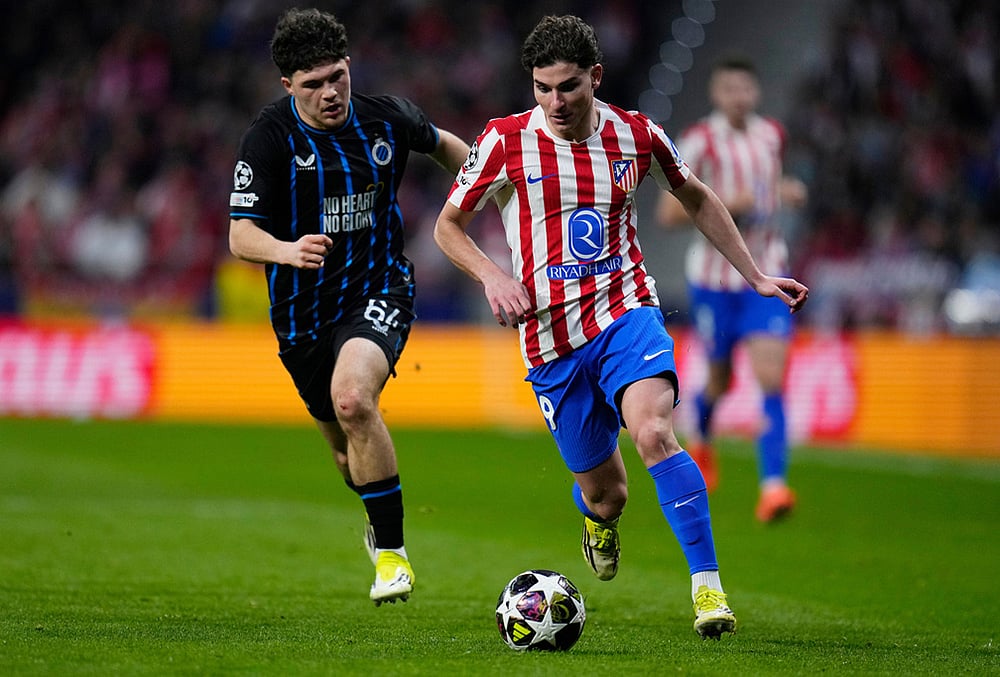 Atletico Madrid Vs Club Brugge UCL soccer-Julian Alvarez