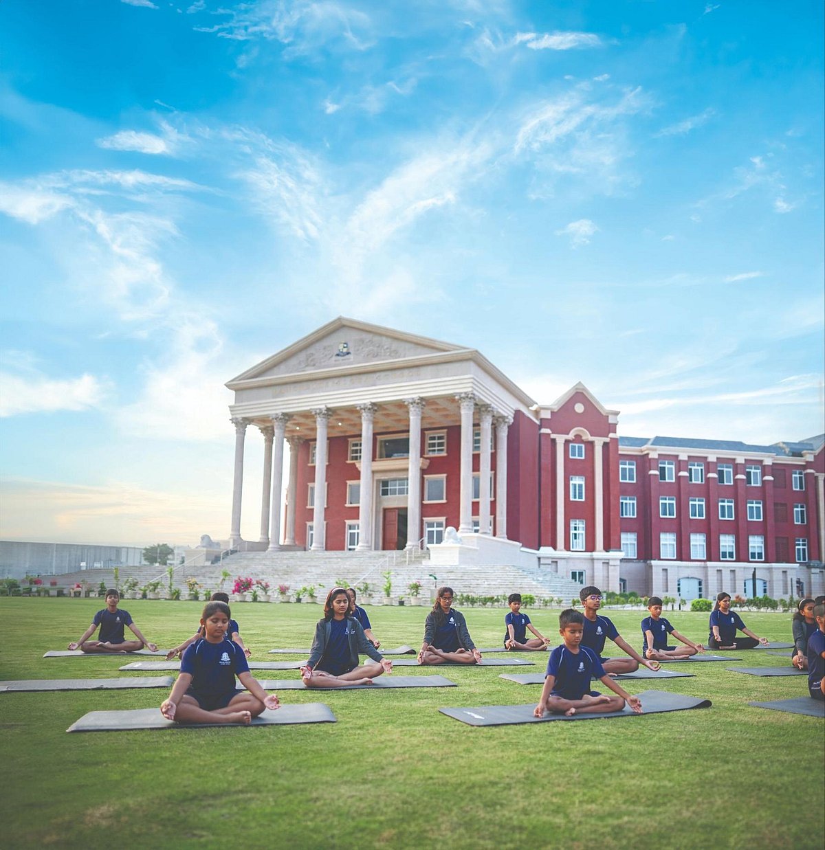 Students doing yoga at Manchester Global School