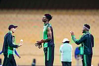 India Vs Zimbabwe, T20 World Cup: Chevrons Train Hard Ahead Of Super Eights Showdown | Photo: PTI/R Senthilkumar : Zimbabwe's Blessing Muzarabani, centre, during a training session ahead of the ICC Men's T20 World Cup 2026 cricket match between India and Zimbabwe, at MA Chidambaram Stadium, in Chennai.