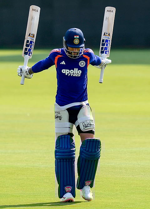 India's Tilak Varma during a training session ahead of the ICC Men's T20 World Cup 2026 cricket match between India and Zimbabwe, at MA Chidambaram Stadium, in Chennai.