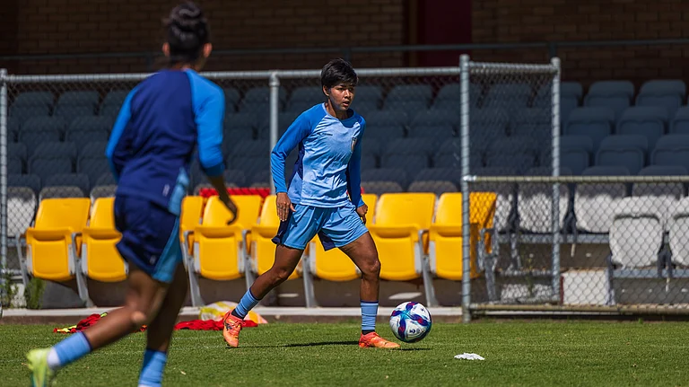 India's Sangita Basfore in training ahead of the AFC Women's Asian Cup 2026. - | Photo: AIFF