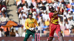icc/x : Jason Holder in action against South Africa in ICC T20 World Cup 2026 Super 8