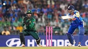 | Photo: AP/Eranga Jayawardena : India's captain Suryakumar Yadav plays a shot during the T20 World Cup cricket match between India and Pakistan in Colombo, Sri Lanka.
