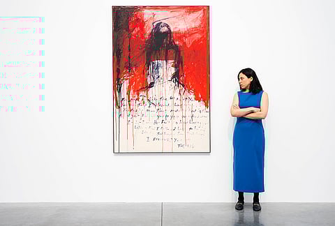 "I Followed You to the End", from a major solo exhibition by Tracey Emin at White Cube gallery, Bermondsey, London, UK. 