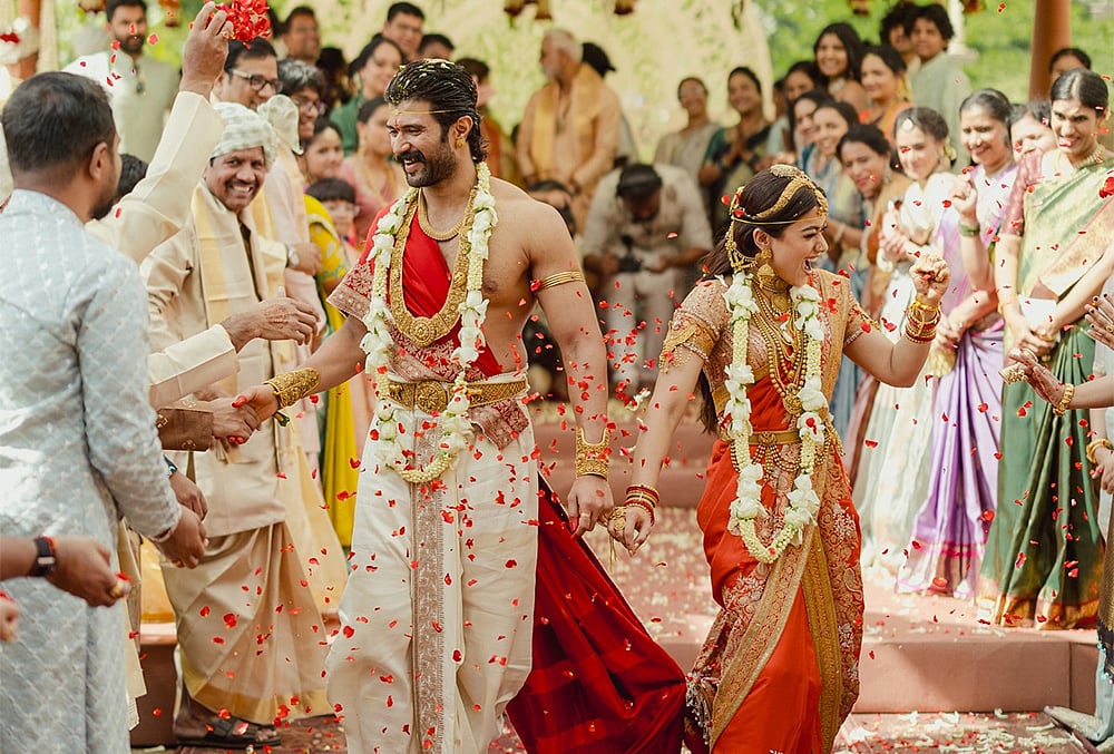 Actors Rashmika Mandanna and Vijay Deverakonda during their wedding ceremony, on the outskirts of Udaipur, Rajasthan.  - | Photo: Instagram/@thedeverakonda