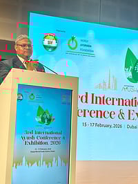 Dr. Vikas Singhal Presents Pediatric Keloid Recovery Case At 3rd International AYUSH Conference In Dubai Dr. Vikas Singhal at the 3rd Ayush Conference