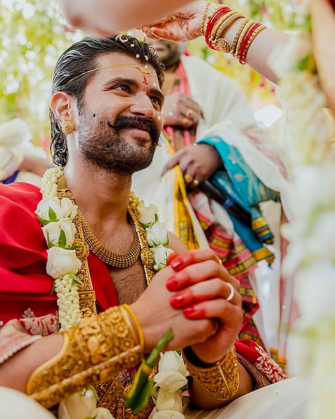 Actor Vijay Deverakonda during his wedding with actor Rashmika Mandanna, on the outskirts of Udaipur, Rajasthan.