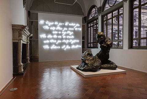 The neon artwork "I Longed For You (2019)" and the bronze sculpture "All I Want is You (2016)" both by the British artist Tracey Emin were part of the exhibition set up at Palazzo Strozz in "Tracey Emin: Sex and Solitude", the largest ever exhibition held in Italy, curated by Arturo Galansino, General Director of the Fondazione Palazzo Strozzi.