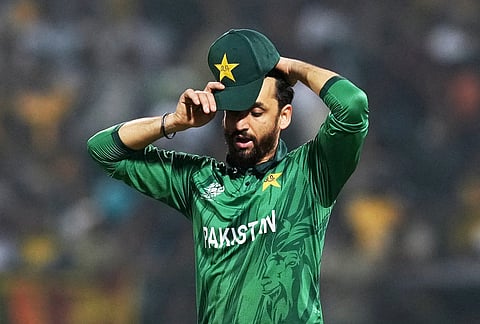 Pakistan's captain Salman Ali Agha reacts in the field during the T20 World Cup cricket match between Pakistan and Sri Lanka in Pallekele, Sri Lanka.