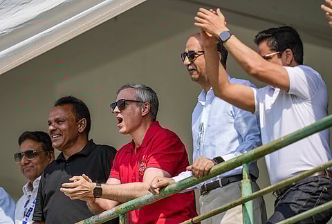 Jammu and Kashmir Chief Minister Omar Abdullah on day five of the Ranji Trophy 2025-26 final cricket match between Karnataka and Jammu and Kashmir, at KSCA Cricket Stadium, in Hubballi, Dharwad district.