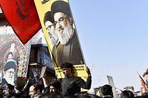 People protest against the alleged killing of Iranian Supreme Leader Ayatollah Ali Khamenei in a reported US-Israel strike, in Srinagar
