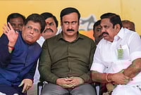 Tamil Nadu NDA Seat-Sharing: AIADMK Allots 56 Seats To BJP, PMK, AMMK | Photo: PTI/R Senthilkumar : Union Minister Piyush Goyal, left, with LoP in the Tamil Nadu Assembly Edappadi K Palaniswami, right, and others during an NDA election campaign meeting for the state Assembly polls, in Madurai.