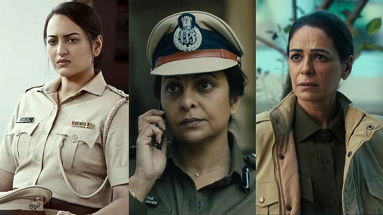 Women-Led Cop Dramas (L-R) Sonakshi Sinha, Shefali Shah & Mona Singh - Illustration