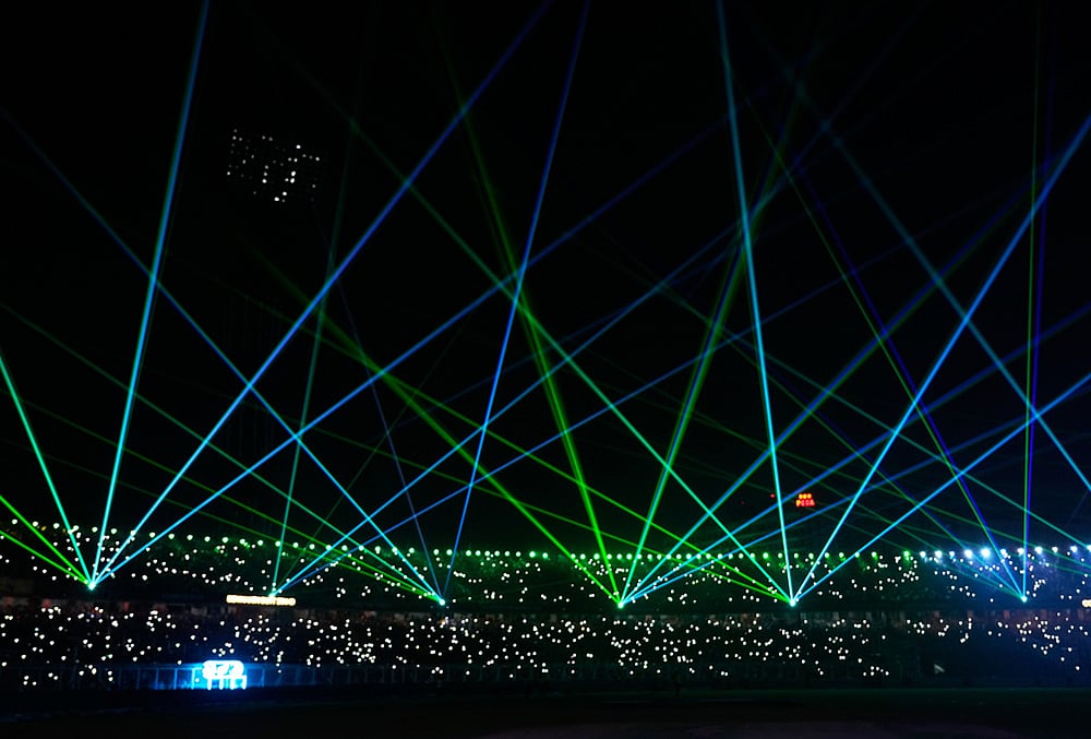 India Vs West Indies T20 World Cup Cricket super 8 match-laser show