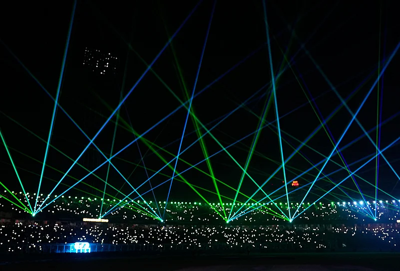 India Vs West Indies T20 World Cup Cricket super 8 match-laser show