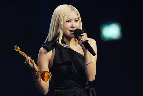 Rose wins the International Artist of the Year award during the Brit Awards 2026 in Manchester, England.