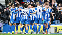 Brighton 2-1 Nottingham Forest, English Premier League: Gomez, Welbeck Punish Struggling Visitors Brighton celebrate against Nottingham Forest