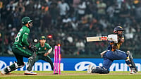 (AP Photo/Eranga Jayawardena) : Sri Lanka's Charith Asalanka is bowled out by Pakistan's Abrar Ahmed during the T20 World Cup cricket match between Pakistan and Sri Lanka in Pallekele, Sri Lanka, Saturday, Feb. 28, 2026.